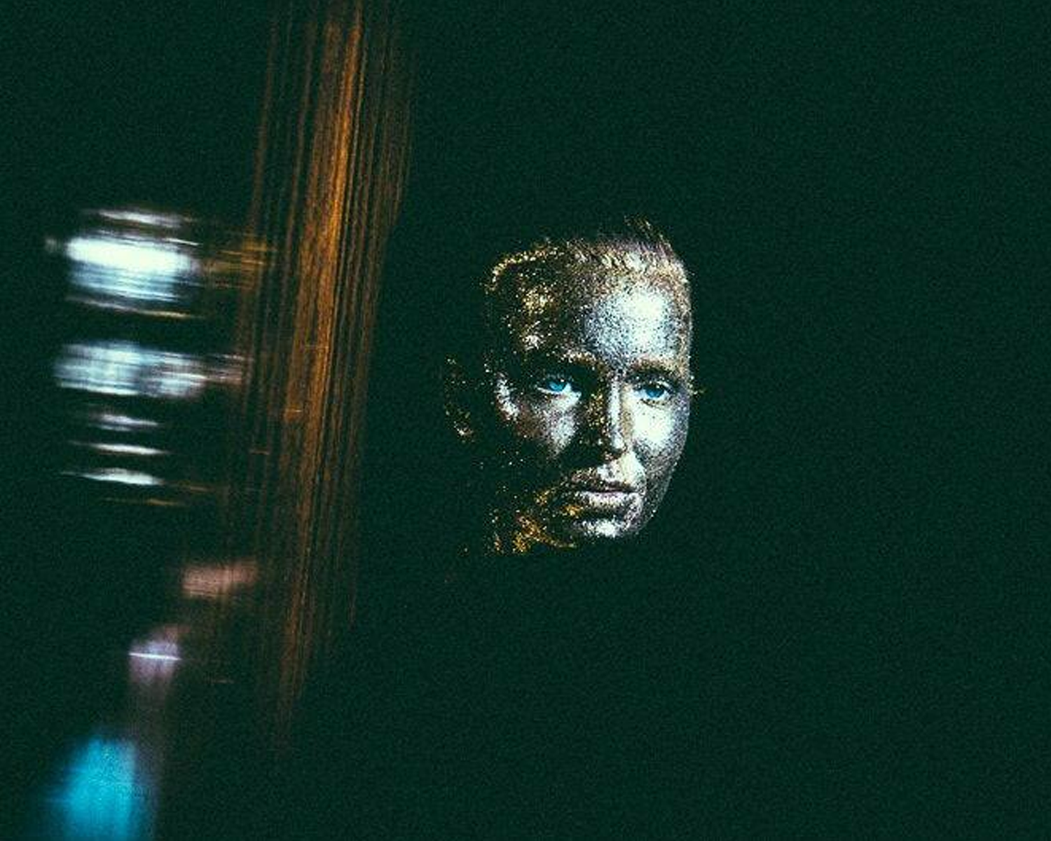 Metallic face  with blurred background